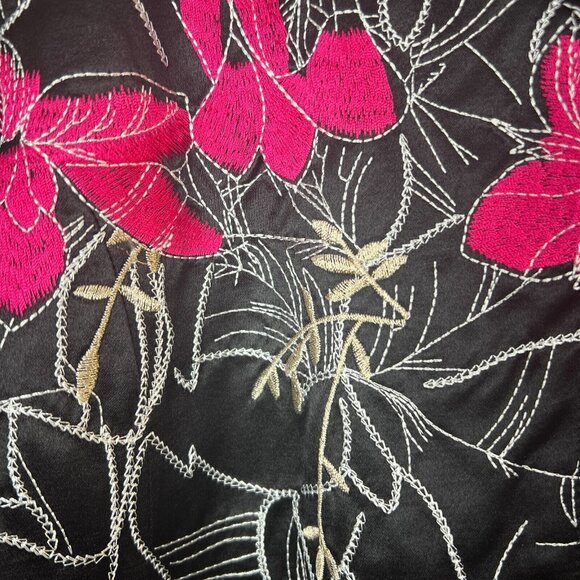 Chicos 2 Blazer Jacket Womens Large Embroidered Floral Silk Cotton Button Up L - Picture 9 of 10
